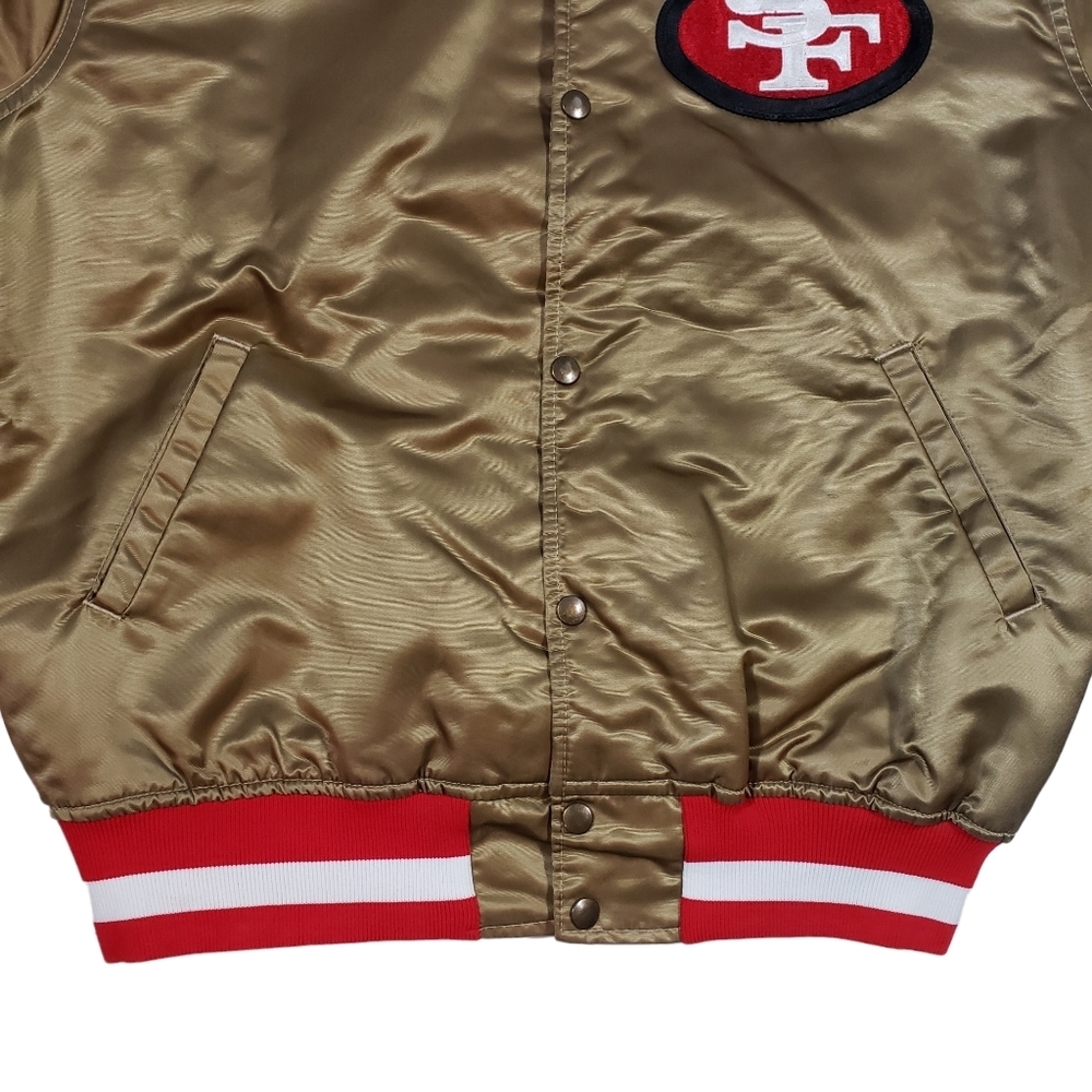 Vtg San Francisco 49ers Starter Jacket Gold Satin Bomber Sz L Old School 80s 90s - Picture 7 of 17